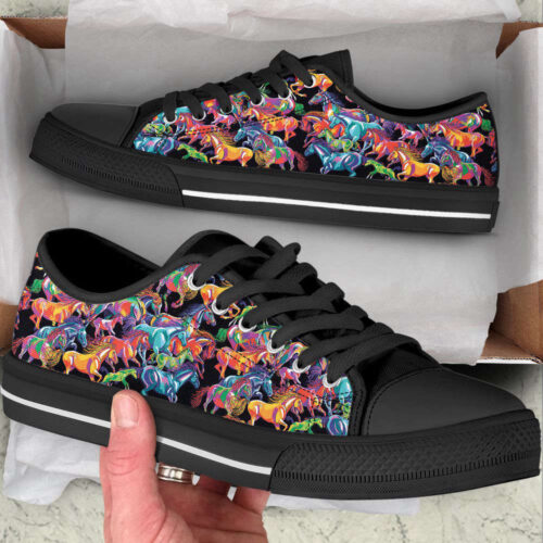 Horse Colorful Fabrics Low Top Shoes Canvas Print Lowtop Trendy Fashion Casual Shoes Gift For Adults