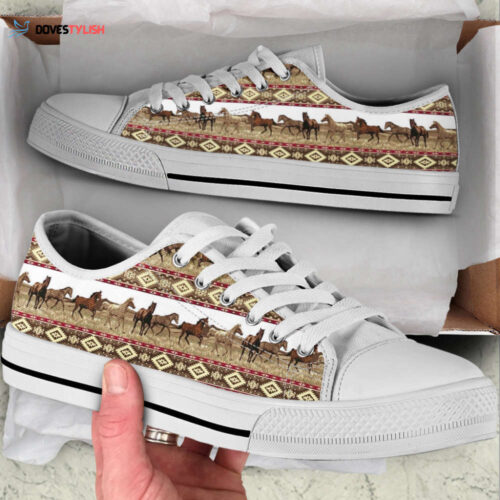 Horse Fabric Patterns Low Top Shoes Canvas Print Lowtop Casual Shoes Gift For Adults