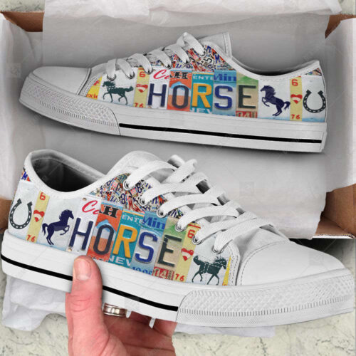 Horse Low Top Shoes, Best Gift For Men And Womens License Plates Low Top Equestrian And Dressage