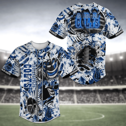 Indianapolis Colts NFL Baseball Jersey Shirt Flower Skeleton Design For Men Women