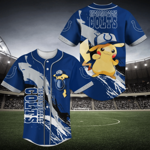 Indianapolis Colts NFL Baseball Jersey Shirt Pikachu For Men Women