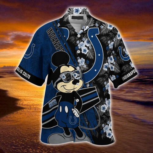 Indianapolis Colts NFL-Summer Hawaii Shirt Mickey And Floral Pattern For Sports Fans