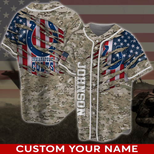 Indianapolis Colts NFL US Flag Personalized Baseball Jersey Shirt Camo For Men Women
