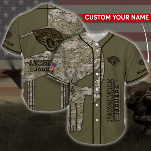 Jacksonville Jaguars NFL Personalized Personalized Name Baseball Jersey Shirt Camo  For Men Women