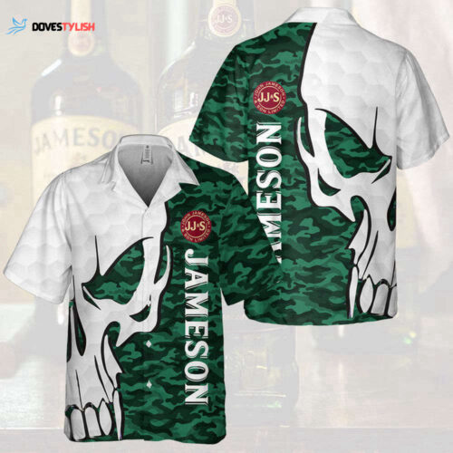 Jameson Irish Whiskey Army Green Camo Skull Hawaiian Shirt For Men And Women