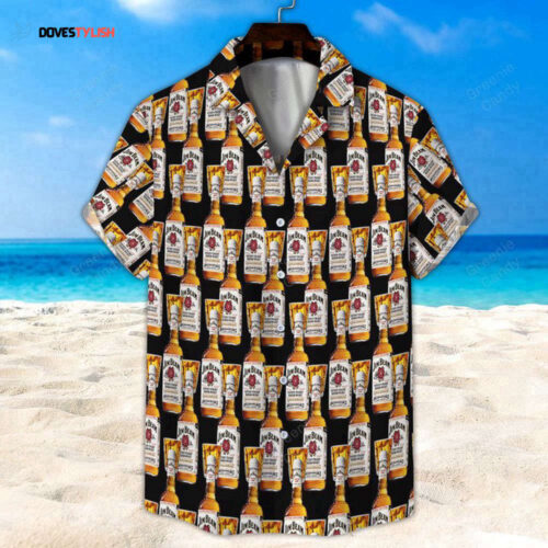 Jim Beam Bottle Seamless Pattern Hawaiian Shirt, Best Gift  For Men And Women