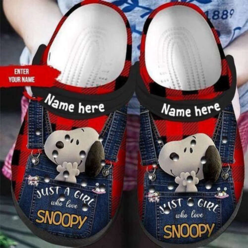 Just A Girl Who Love Snoopy Custom Name Crocs Classic Clogs Shoes