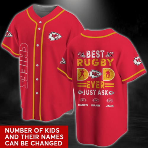 Kansas City Chiefs NFL Personalized Baseball Jersey Shirt Best Rugby Dad Ever For Men Women