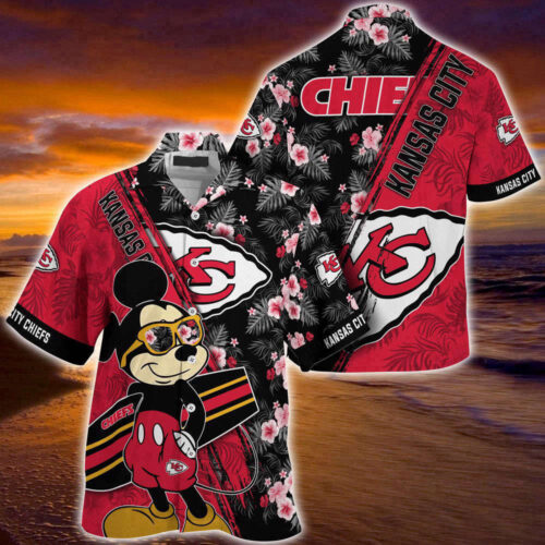 Kansas City Chiefs NFL-Summer Hawaii Shirt Mickey And Floral Pattern For Sports Fans