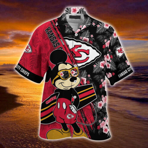 Kansas City Chiefs NFL-Summer Hawaii Shirt Mickey And Floral Pattern For Sports Fans