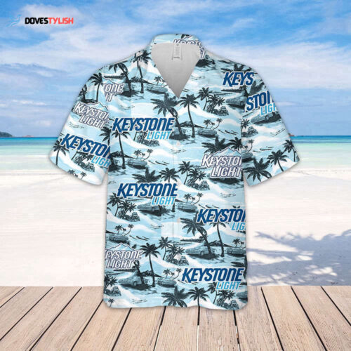 Keystone Light Hawaiian Sea Island Pattern Hawaiian Shirt  For Men And Women