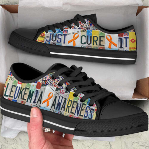 Leukemia Shoes Just Cure It License Plates Low Top Shoes Canvas Shoes, Best Gift For Men And Women
