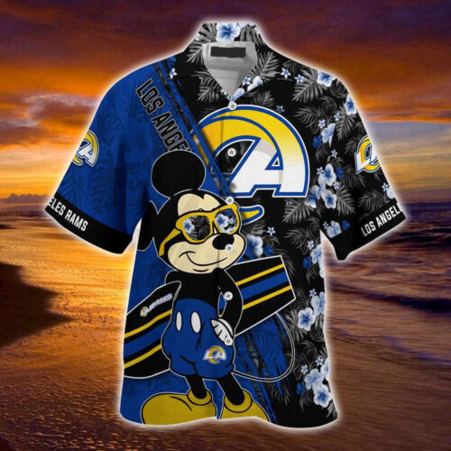Los Angeles Rams NFL-Summer Hawaii Shirt Mickey And Floral Pattern For Sports Fans