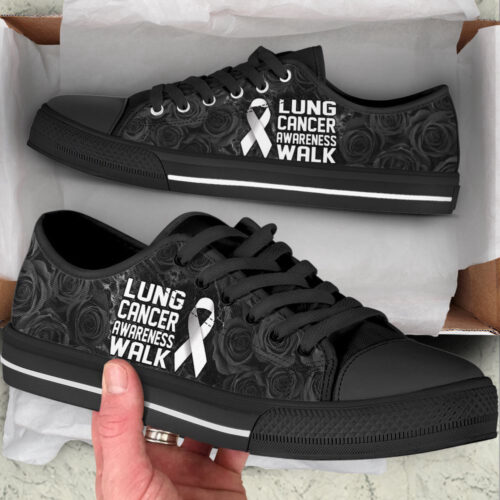 Lung Cancer Shoes Awareness Walk Low Top Shoes Canvas Shoes, Best Gift For Men And Women