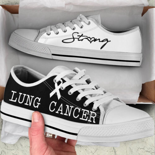 Lung Cancer Strong Low Top Shoes Canvas Print Casual Lowtop Gift For Adults