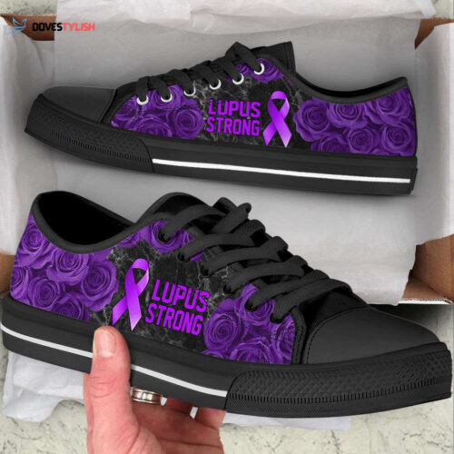 Lupus Shoes Strong Rose Flower Low Top Shoes  Canvas Shoes, Best Gift For Men And Women