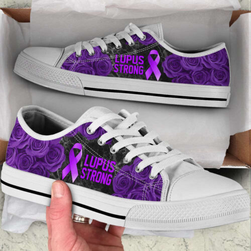 Lupus Shoes Strong Rose Flower Low Top Shoes  Canvas Shoes, Best Gift For Men And Women