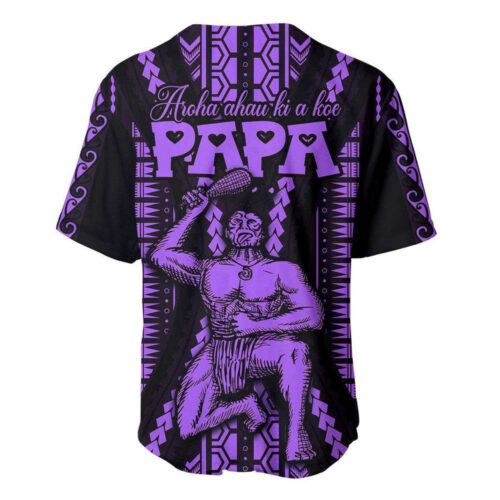 Maori Fathers Day New Zealand Baseball Jersey Aroha Ahau Ki A Koe Papa Purple