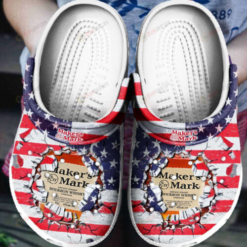 Marker’s Mark Logo Amercan Flag Breaking Pattern Crocs Classic Clogs Shoes