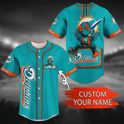 Miami Dolphins NFL Personalized Name Baseball Jersey Shirt  For Men And Women
