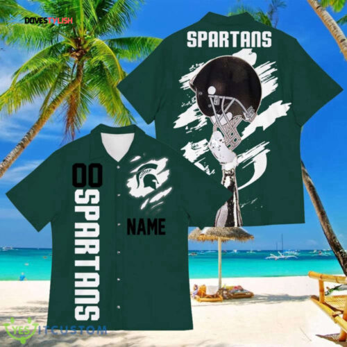 Michigan State Spartans Hawaii Shirt Set Coconut Tree Tropical Grunge – NCAA For Men And Women