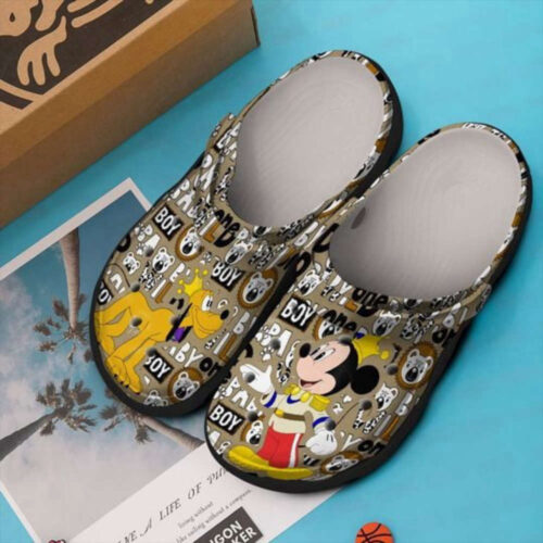 Mickey Mouse Funny Crocs Classic Clogs Shoes In Gray