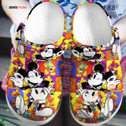Mickey Mouse Disney Comic Pattern Crocs Classic Clogs Shoes In Colorful