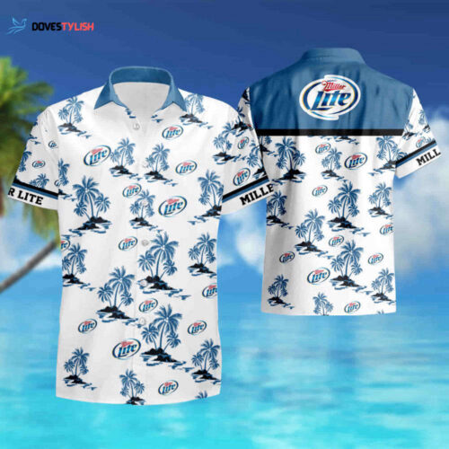 Miller Lite Beer Floral Hawaiian Shirt White Men Women Beach Wear Short Sleeve Hawaii Shirt 2023 Summer Shirt