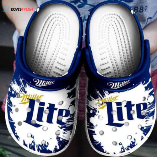 Miller Lite Logo Splatter Pattern Crocs Classic Clogs Shoes In Blue