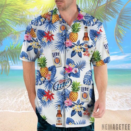 Miller Lite Pineapple Hawaiian Shirt Beach Shorts For Men And Women