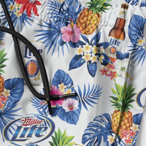 Miller Lite Pineapple Hawaiian Shirt Beach Shorts For Men And Women