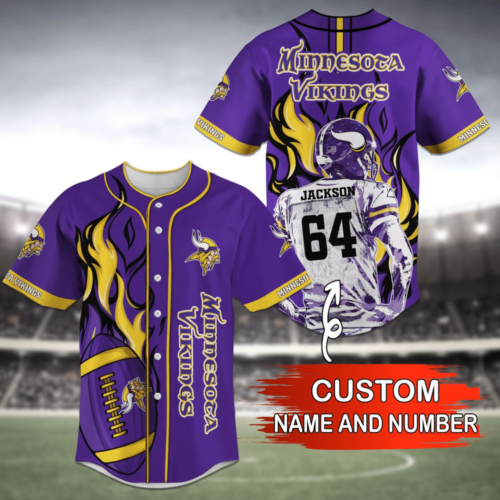 Minnesota Vikings NFL Personalized Personalized Name Baseball Jersey Shirt For Fans