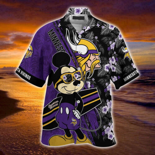 Minnesota Vikings NFL-Summer Hawaii Shirt Mickey And Floral Pattern For Sports Fans