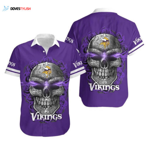 Minnesota Vikings Sugar Skull NFL Hawaiian Shirt For Fans