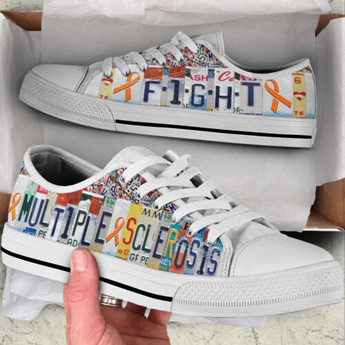 Multiple Sclerosis Shoes Fight License Plates Low Top Shoes Canvas Shoes,  Best Gift For Men And Women