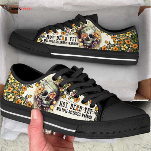 Multiple Sclerosis Shoes Rose Flowers Skull Low Top Shoes Canvas Shoes,  Best Gift For Men And Women