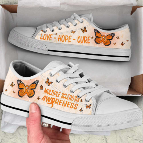 Multiple Sclerosis Shoes With Butterfly Version Low Top Shoes Canvas Shoes, Best Gift For Men And Women