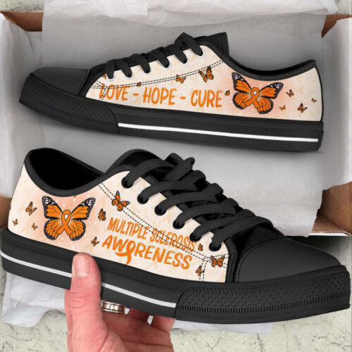 Multiple Sclerosis Shoes With Butterfly Version Low Top Shoes Canvas Shoes, Best Gift For Men And Women