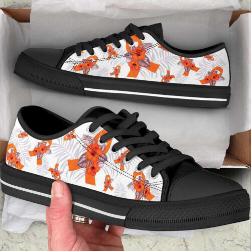 Multiple Sclerosis Shoes With Hibiscus Flower Low Top Shoes Canvas Shoes For Men And Women
