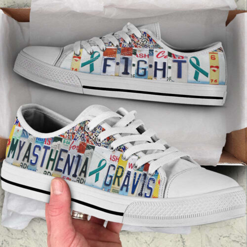 Myasthenia Gravis Fight License Plates Low Top Shoes Canvas Shoes, Best Gift For Men And Women