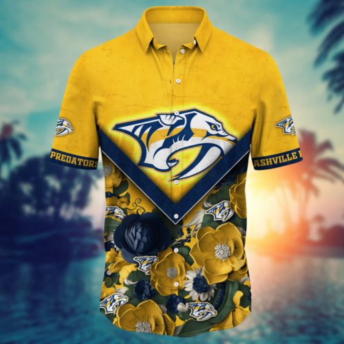 Nashville Predators NHL Flower Hawaii Shirt And Tshirt For Fans, Custom Summer Football Shirts