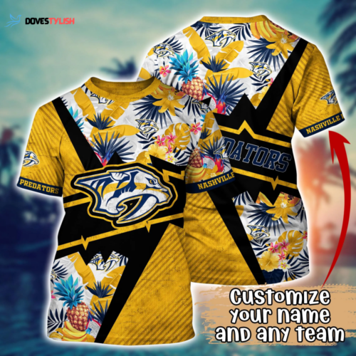 Nashville Predators NHL Flower Hawaii Shirt   For Fans, Summer Football Shirts