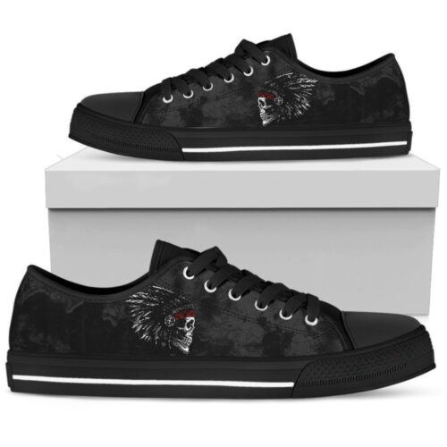Native American Skull Pattern Low Top  Shoes, Best Gift For Men And Women