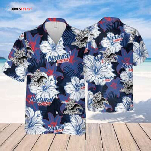 Natural Light Hawaiian Shirt Tropical Flower Pattern Beach Vacation, Gift For Men And Women