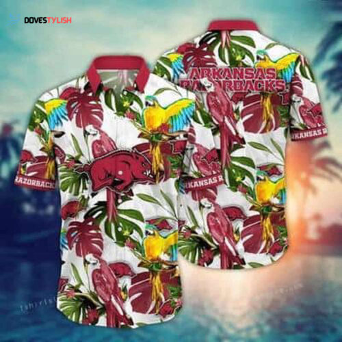 NCAA Arkansas Razorbacks Hawaiian Shirt Tropical Birds And Palm Leaves Beach Lovers Gift For Fans