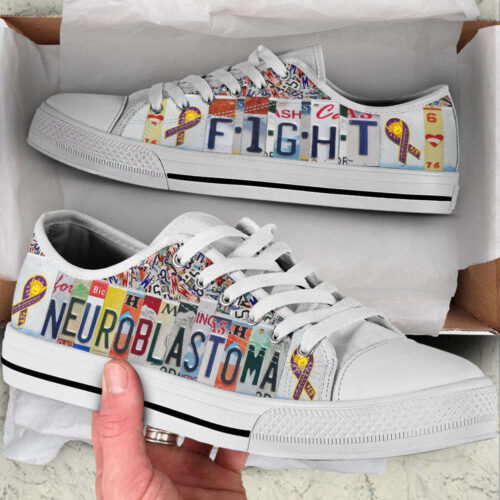 Neuroblastoma Shoes Fight License Plates Low Top Shoes Canvas Shoes,  Best Gift For Men And Women