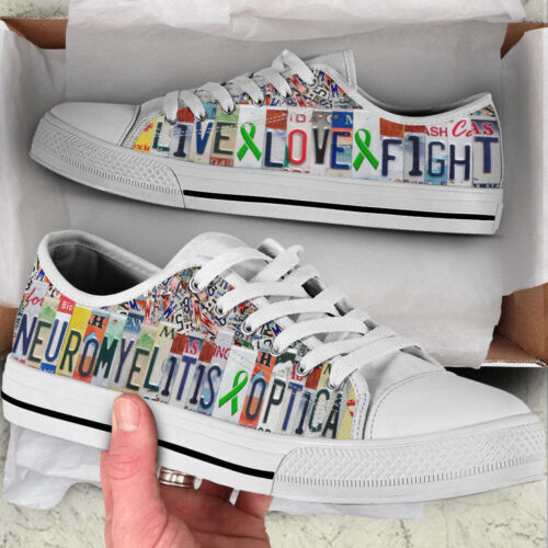 Neuromyelitis Optica Shoes Live Love Fight License Plates Low Top Shoes Canvas Shoes,  Best Gift For Men And Women