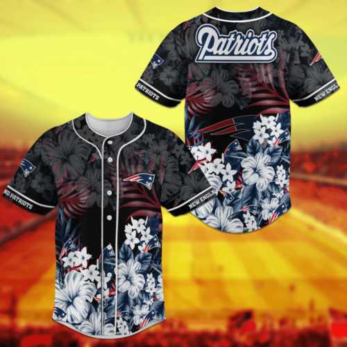 New England Patriots NFL Baseball Jersey Shirt Flower Design  For Men Women
