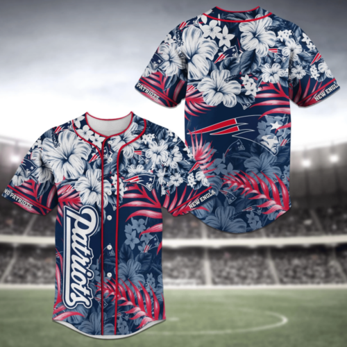 New England Patriots NFL Flower Design Baseball Jersey Shirt  For Men Women
