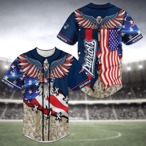 New England Patriots NFL US Flag Eagle Baseball Jersey Shirt For Men Women